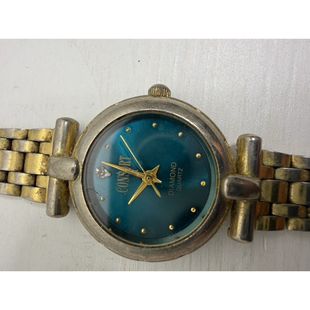Vintage Consort Diamond Quartz Watch Blue Dial Two Tone